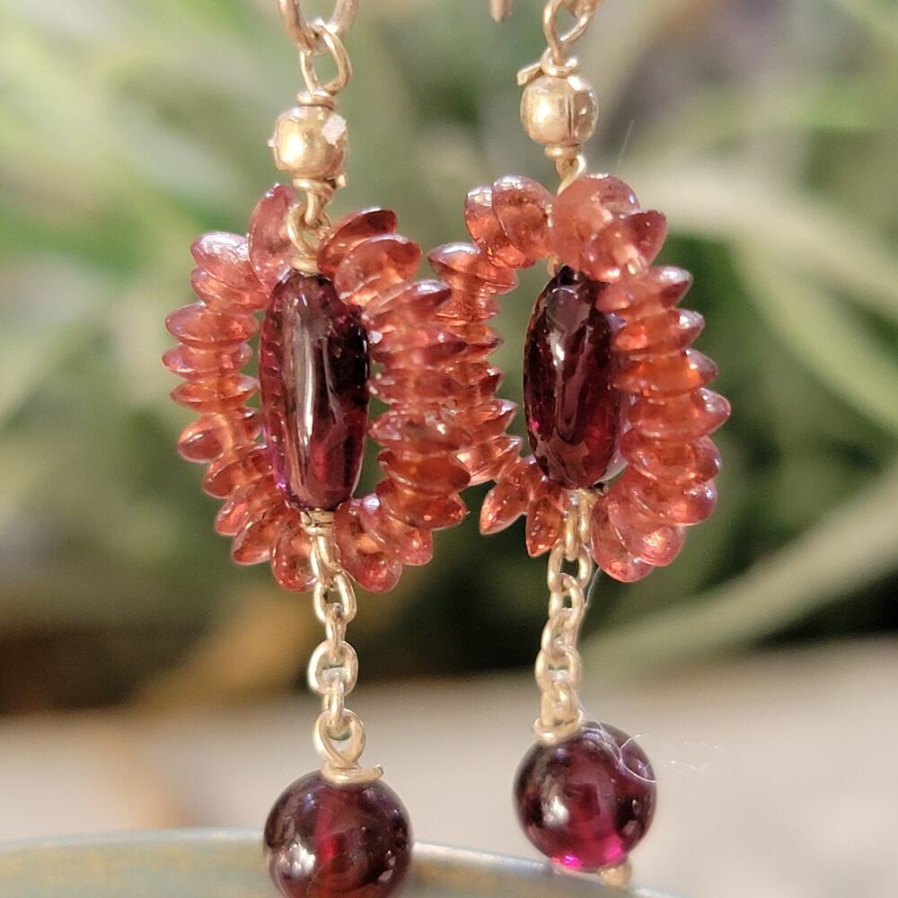 Minimalist Garnet, Garnet Dangle Earrings, Garnet Birthstone Earrings